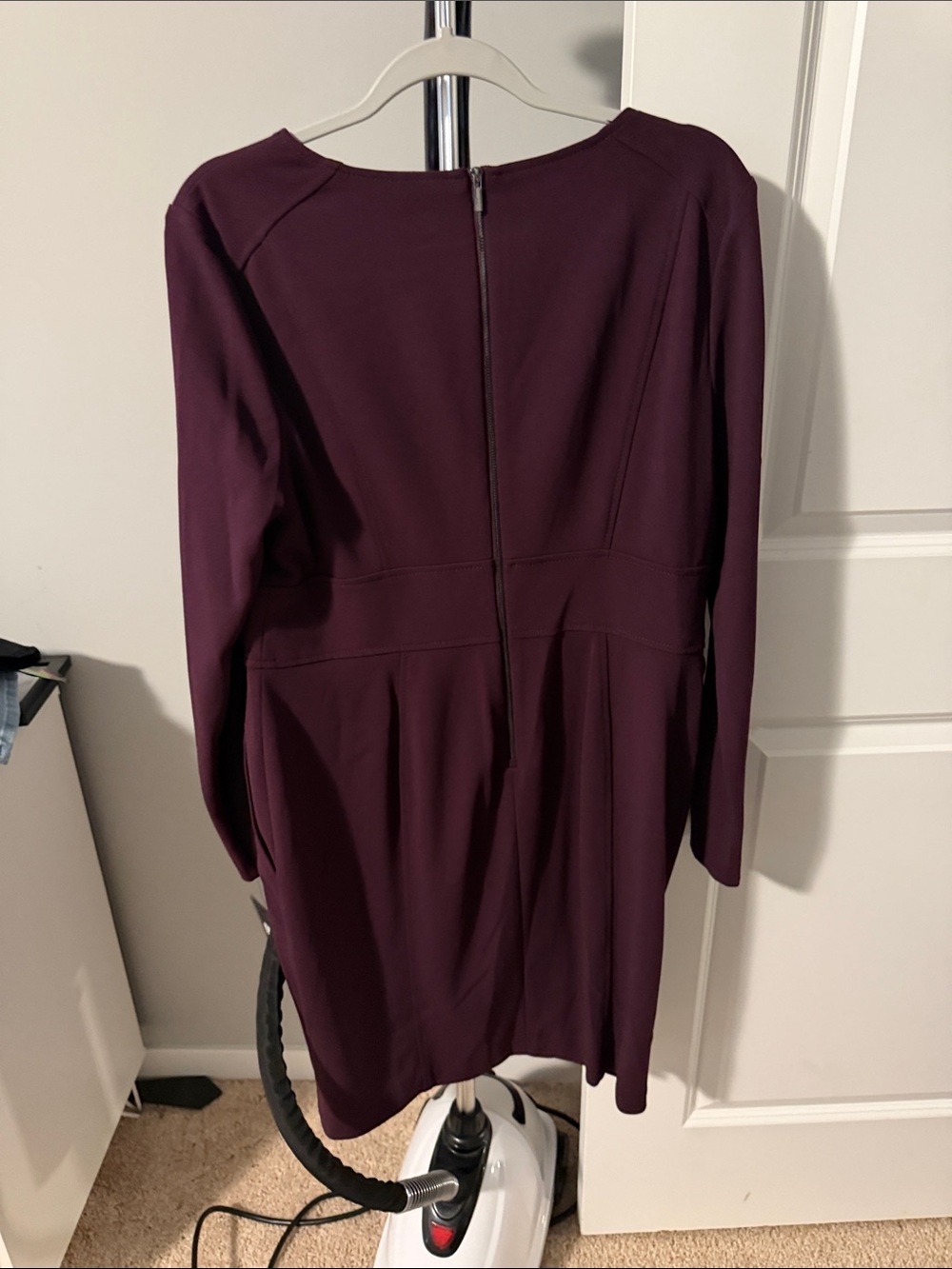 DKNY Plum V-Neck Long Sleeve Sheath Dress - Picture 4 of 4